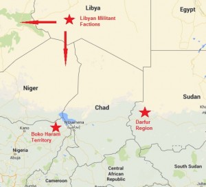 Chad and its neighbors (Google Maps)