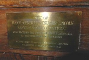 Old Ship Church General Lincoln Pew Plaque